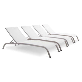 Savannah Outdoor Patio Mesh Chaise Lounges Set of 4