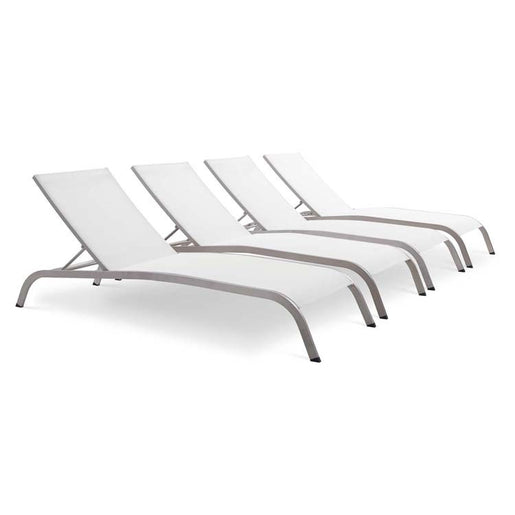 Savannah Outdoor Patio Mesh Chaise Lounges Set of 4