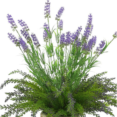 24" Artificial Cedar and Lavender Arrangement in Gray Ceramic Vase