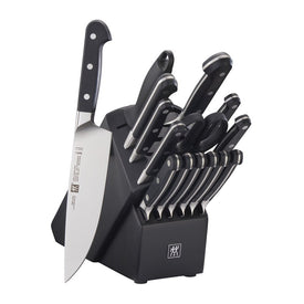 Pro Sixteen-Piece Knife Block Set with Black Rubberwood Block