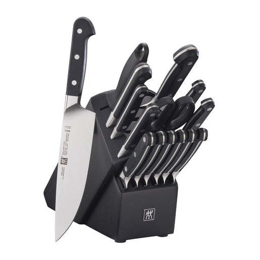 Pro Sixteen-Piece Knife Block Set with Black Rubberwood Block