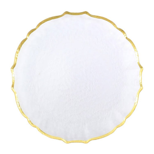 Baroque Glass Salad Plate - White