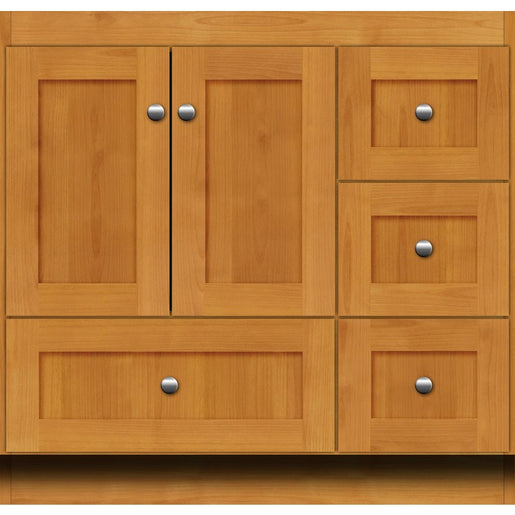 Simplicity Shaker 36"W x 21"D x 34.5"H Single Bathroom Vanity Cabinet Only with Right Drawers