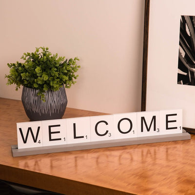 Serenity Welcome Wooden Scrabble Letter Tile Sign