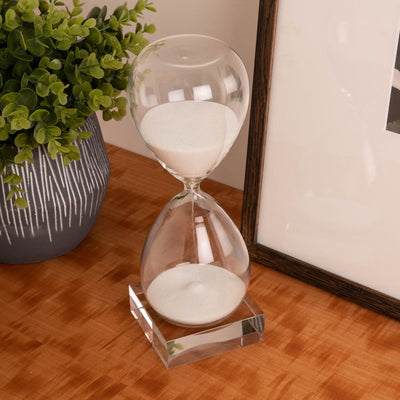 30-Minute Sand Timer on Crystal Base with White Sand