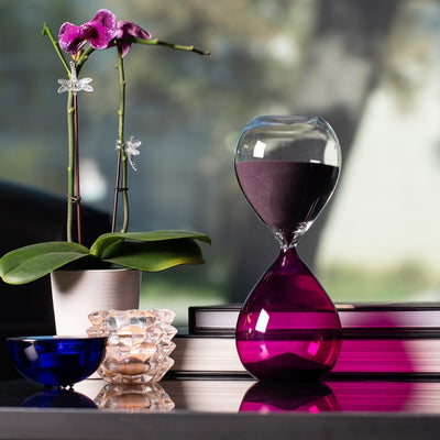 Phillip 60-Minute Purple and Clear Glass Sand Timer with Purple Sand
