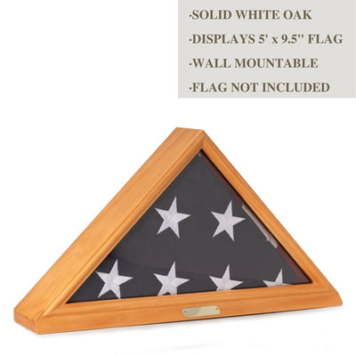 American Hero Solid Oak Flag Display Case for 5' x 9.5' Flag - Maple Finish