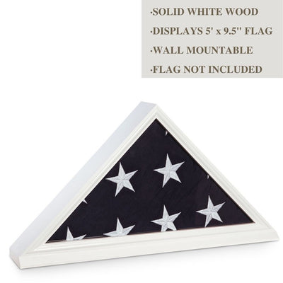 American Hero Solid Oak Flag Display Case for 5' x 9.5' Flag - White Finish