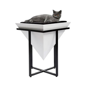 Pharaoh Elevated Pyramid Cat Bed - White