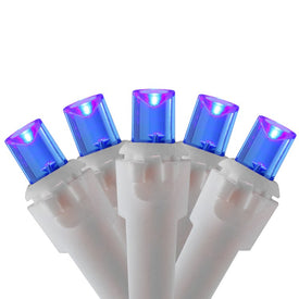 50-Count Blue LED Wide-Angle Christmas Light Set with 16.25' White Wire