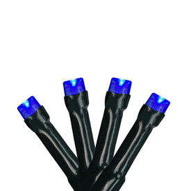 20-Count Blue Battery-Operated LED Wide-Angle Christmas Light Set with 9.5' Green Wire