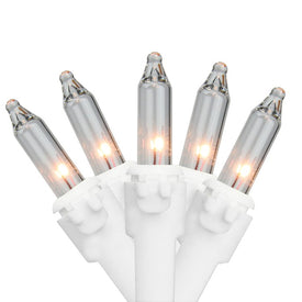 50-Count Clear Mini Christmas Light Set with 10' White Wire