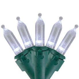 50-Count White LED Mini Christmas Light Set with 16.25' Green Wire