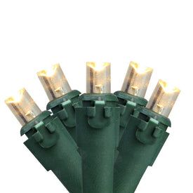 50-Count Warm White LED Wide-Angle Christmas Light Set with 16.25' Green Wire