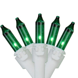 100-Count Green Mini Christmas Light Set with 20.25' White Wire