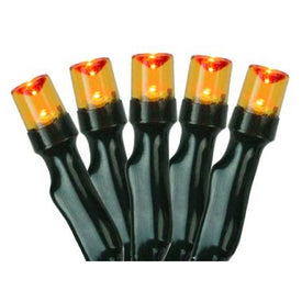 20-Count Orange Battery-Operated LED Wide-Angle Christmas Light Set with 9.5' Green Wire