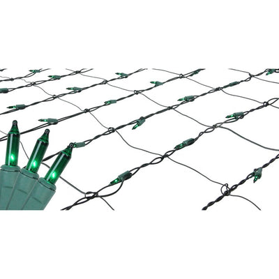 4' x 6' Green Mini Incandescent Net-Style Christmas Lights with Green Wire