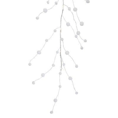 10-Count Warm White Pom-Pom Garland Battery-Operated LED Christmas Light Set with 3.25' Clear Wire