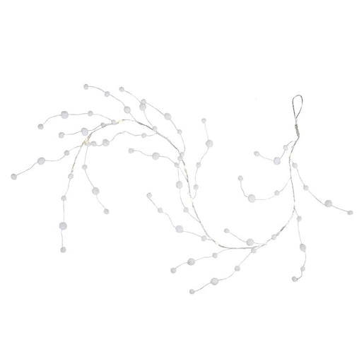 10-Count Warm White Pom-Pom Garland Battery-Operated LED Christmas Light Set with 3.25' Clear Wire