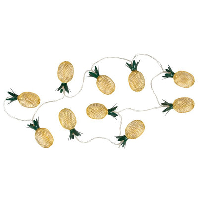10-Count Warm White Pineapple Battery-Operated LED Christmas Light Set with 3' Clear Wire