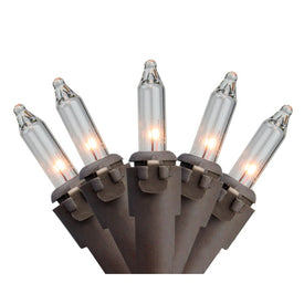 100-Count Clear Mini Christmas Light Set with 20.25' Brown Wire