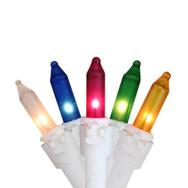 50-Count Multi-Color Frosted Mini Christmas Light Set with 16' White Wire