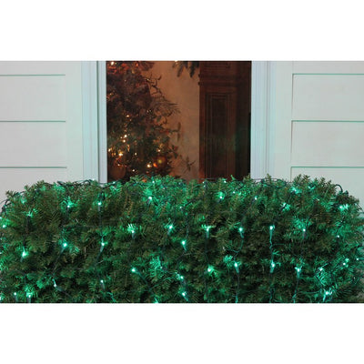 4' x 6' Green LED Wide-Angle Net-Style Christmas Lights with Green Wire