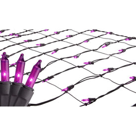 2' x 8' Purple Mini Tree Net-Style Trunk-Wrap Christmas Lights with Brown Wire