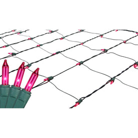 4' x 6' Pink Mini Incandescent Net-Style Christmas Net Lights with Green Wire
