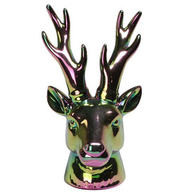 7.5" Rainbow Electroplated Deer Head Christmas Decoration