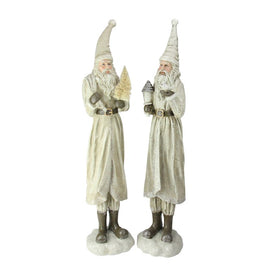 25" Beige Old World Santa Claus Christmas Tabletop Figurines Set of 2