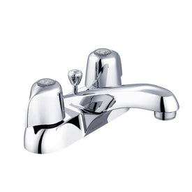 Lavatory Faucet Centerset 4 Inch Spread 2 Wing ADA WaterSense Chrome 1.2 Gallons per Minute Deck Pop-Up 2 Hole