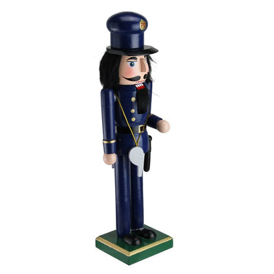 14" Blue and Black Wooden Christmas Nutcracker Police Officer