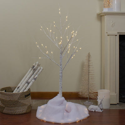 4' White Birch Tree LED Lighted Outdoor Christmas Decoration with White Lights