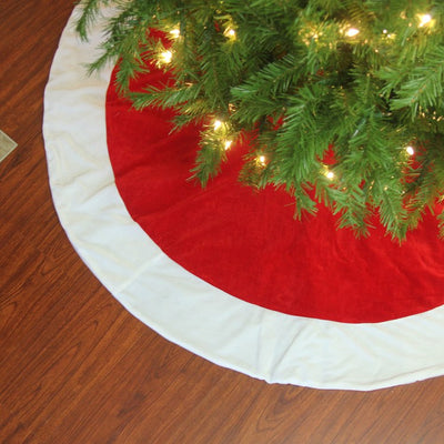 60" Red and White Solid Round Christmas Tree Skirt
