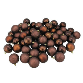 2.5" Mocha Brown Four-Finish Shatterproof Ball Christmas Ornaments Set of 60