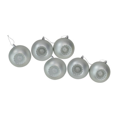 4" Matte Silver Retro Reflector Shatterproof Ball Christmas Ornaments Set of 6