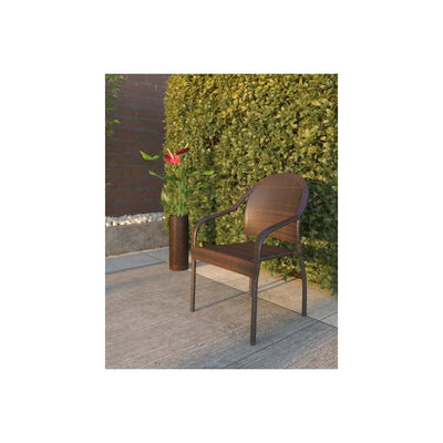 Rhodos All-Weather Wicker Cafe Stacking Chairs Set of 4 - Mocha