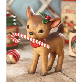 Little Retro Reindeer With Candy Cane