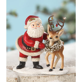 Retro Santa With Reindeer