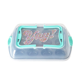 Chicago Metallic 12-Cup Muffin Pan with Carry Lid, YAY Sprinkles Pattern