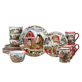 Homestead Christmas 16-Piece Dinnerware Set