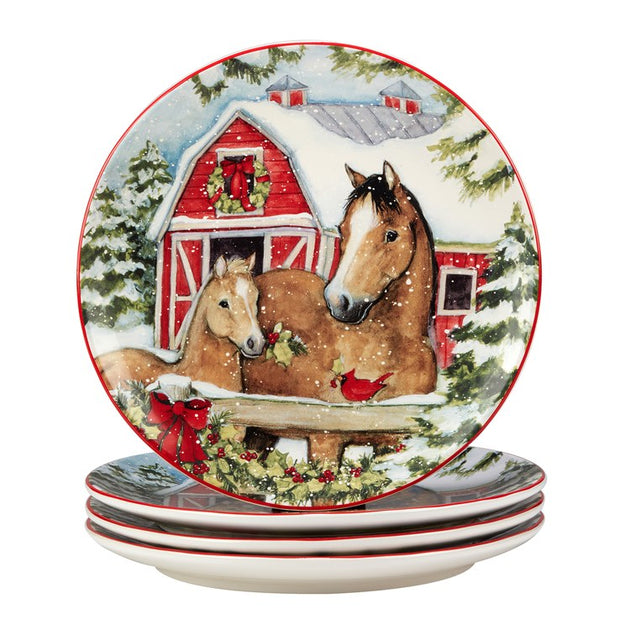 Homestead Christmas Dinner Plates Set of 4 | Riverbend Home