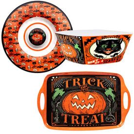 Scaredy Cat Three-Piece Heavy Weight Melamine Hostess Set