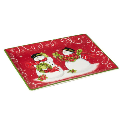 Holiday Magic Snowman 14" x 10" Rectangular Platter