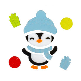Penguin and Presents Gel Christmas Window Clings