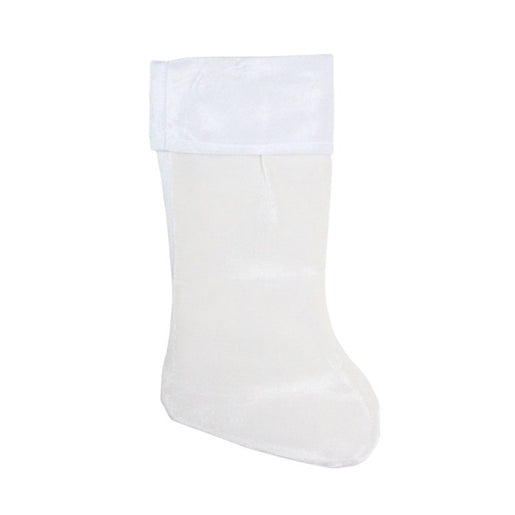 18" White Traditional Hanging Christmas Stocking