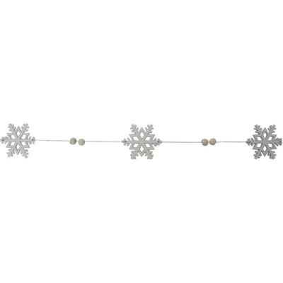 24" White Glittered Snowflake Christmas Garland