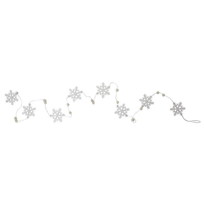 24" White Glittered Snowflake Christmas Garland