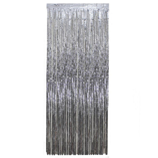 3' x 8' Silver Tinsel Christmas Window or Door Curtain
